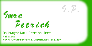 imre petrich business card